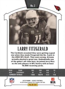 2019 Panini Legacy - Red #2 Larry Fitzgerald Back
