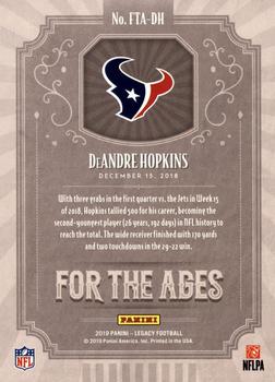 2019 Panini Legacy - For the Ages #FTA-DH DeAndre Hopkins Back