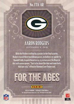 2019 Panini Legacy - For the Ages #FTA-AR Aaron Rodgers Back