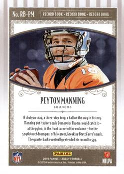 2019 Panini Legacy - Record Book #RB-PM Peyton Manning Back