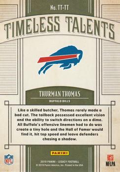 2019 Panini Legacy - Timeless Talents Black #TT-TT Thurman Thomas Back