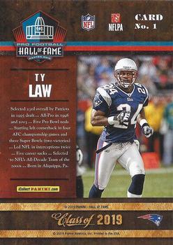 2019 Panini Pro Football Hall of Fame #1 Ty Law Back