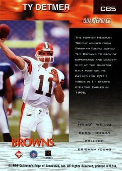 1999 Collector's Edge Cleveland Browns #CB5 Ty Detmer Back