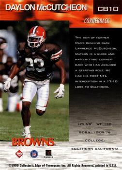 1999 Collector's Edge Cleveland Browns #CB10 Daylon McCutcheon Back