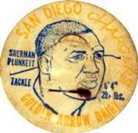 1962 Golden Arrow Dairy San Diego Chargers Caps #NNO Sherman Plunkett Front