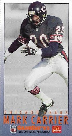 1993 GameDay McDonald's Chicago Bears #3 Mark Carrier Front