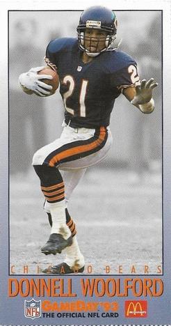 1993 GameDay McDonald's Chicago Bears #17 Donnell Woolford Front