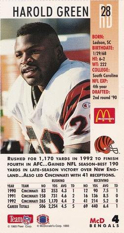 1993 GameDay McDonald's Cincinnati Bengals #4 Harold Green Back