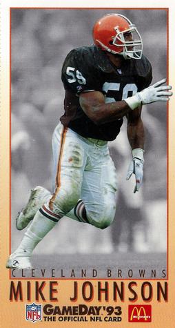1993 GameDay McDonald's Cleveland Browns #5 Mike Johnson Front