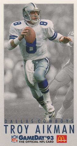 1993 GameDay McDonald's Dallas Cowboys #1 Troy Aikman Front