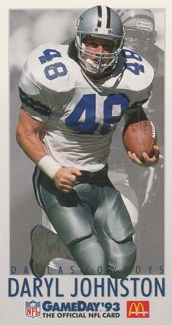 1993 GameDay McDonald's Dallas Cowboys #8 Daryl Johnston Front