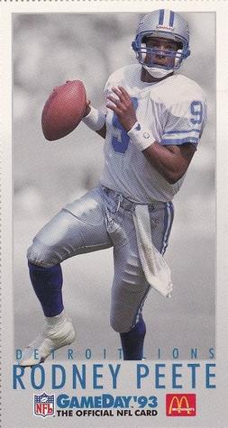 1993 GameDay McDonald's Detroit Lions #8 Rodney Peete Front