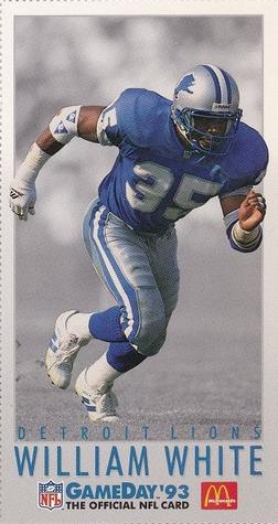 1993 GameDay McDonald's Detroit Lions #18 William White Front