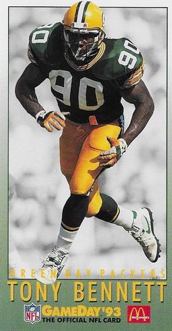 1993 GameDay McDonald's Green Bay Packers #1 Tony Bennett Front