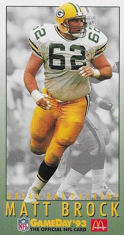 1993 GameDay McDonald's Green Bay Packers #2 Matt Brock Front