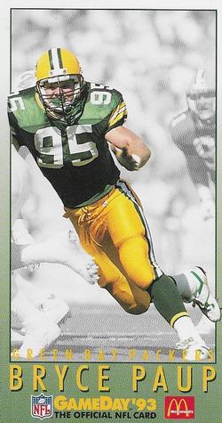 1993 GameDay McDonald's Green Bay Packers #9 Bryce Paup Front