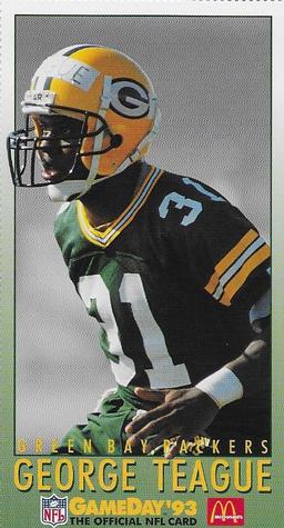 1993 GameDay McDonald's Green Bay Packers #14 George Teague Front