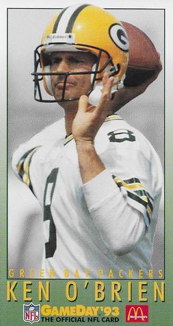 1993 GameDay McDonald's Green Bay Packers #16 Ken O'Brien Front