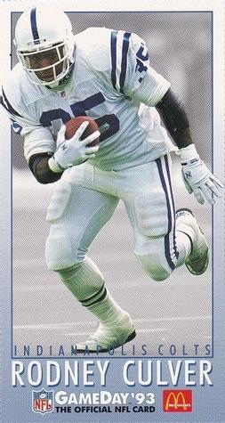 1993 GameDay McDonald's Indianapolis Colts #4 Rodney Culver Front