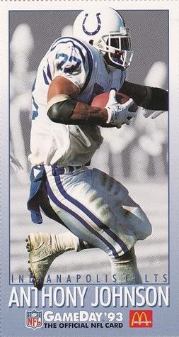 1993 GameDay McDonald's Indianapolis Colts #8 Anthony Johnson Front