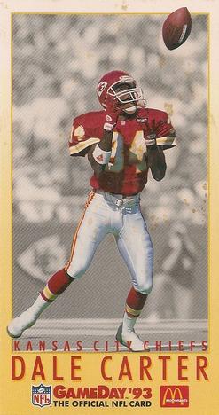 1993 GameDay McDonald's Kansas City Chiefs #1 Dale Carter Front