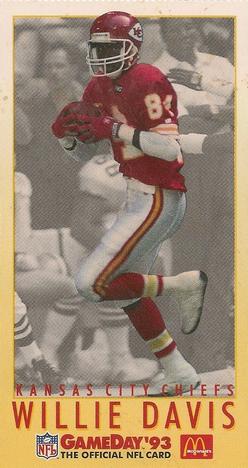 1993 GameDay McDonald's Kansas City Chiefs #2 Willie Davis Front