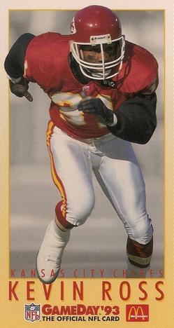 1993 GameDay McDonald's Kansas City Chiefs #9 Kevin Ross Front