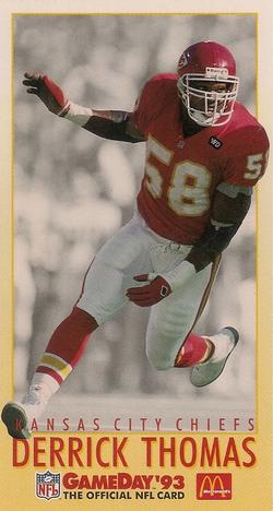 1993 GameDay McDonald's Kansas City Chiefs #15 Derrick Thomas Front