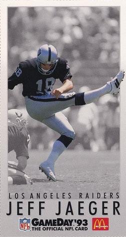 1993 GameDay McDonald's Los Angeles Raiders #4 Jeff Jaeger Front