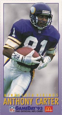1993 GameDay McDonald's Minnesota Vikings #2 Anthony Carter Front