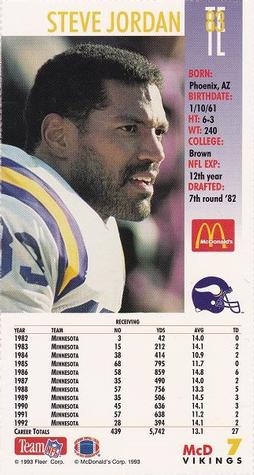 1993 GameDay McDonald's Minnesota Vikings #7 Steve Jordan Back