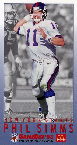 1993 GameDay McDonald's New York Giants #12 Phil Simms Front