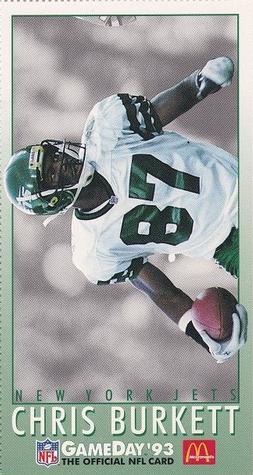 1993 GameDay McDonald's New York Jets #3 Chris Burkett Front