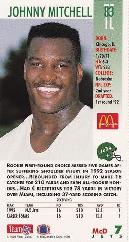 1993 GameDay McDonald's New York Jets #7 Johnny Mitchell Back