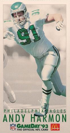 1993 GameDay McDonald's Philadelphia Eagles #5 Andy Harmon Front