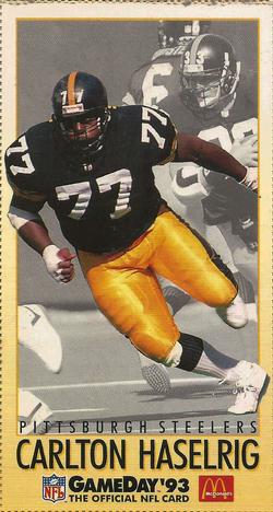 1993 GameDay McDonald's Pittsburgh Steelers #5 Carlton Haselrig Front