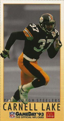1993 GameDay McDonald's Pittsburgh Steelers #9 Carnell Lake Front