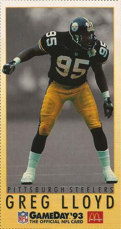 1993 GameDay McDonald's Pittsburgh Steelers #15 Greg Lloyd Front