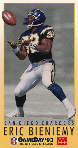 1993 GameDay McDonald's San Diego Chargers #1 Eric Bieniemy Front