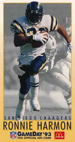 1993 GameDay McDonald's San Diego Chargers #4 Ronnie Harmon Front