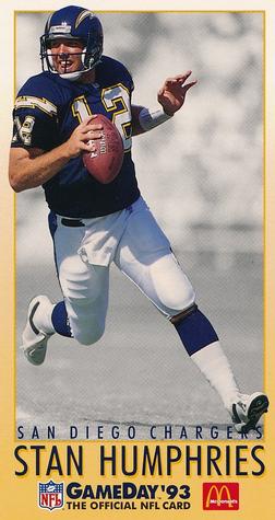 1993 GameDay McDonald's San Diego Chargers #5 Stan Humphries Front