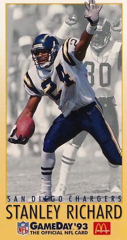 1993 GameDay McDonald's San Diego Chargers #9 Stanley Richard Front