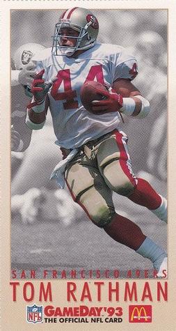 1993 GameDay McDonald's San Francisco 49ers #7 Tom Rathman Front