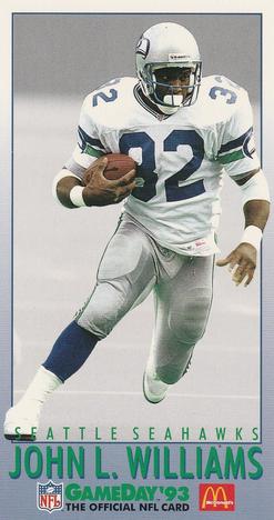 1993 GameDay McDonald's Seattle Seahawks #15 John L. Williams Front