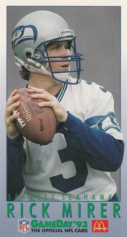 1993 GameDay McDonald's Seattle Seahawks #18 Rick Mirer Front