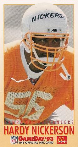 1993 GameDay McDonald's Tampa Bay Buccaneers #15 Hardy Nickerson Front
