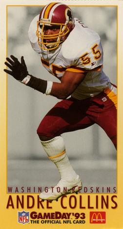 1993 GameDay McDonald's Washington Redskins #2 Andre Collins Front