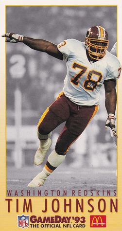 1993 GameDay McDonald's Washington Redskins #7 Tim Johnson Front