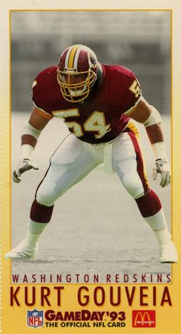 1993 GameDay McDonald's Washington Redskins #14 Kurt Gouveia Front