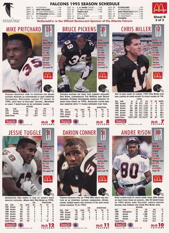 1993 GameDay McDonald's Atlanta Falcons - Full Panels #2 Chris Miller/Bruce Pickens/Mike Pritchard/Andre Rison/Darion Conner/Jessie Tuggle Back